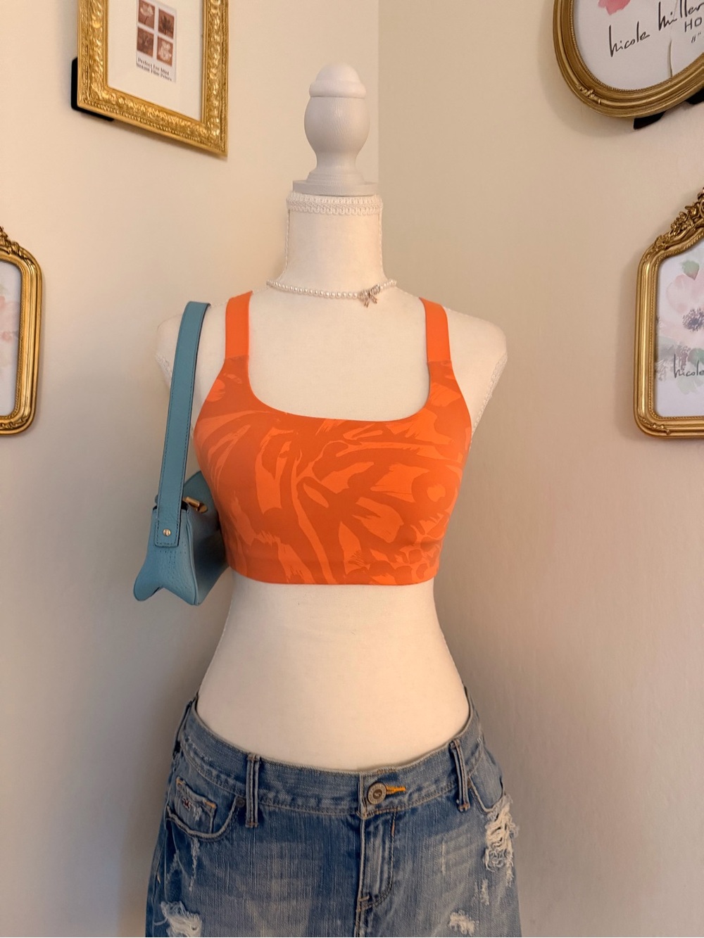 lululemon athletica Orange Ultralux Square-Neck Workout Bra B/C